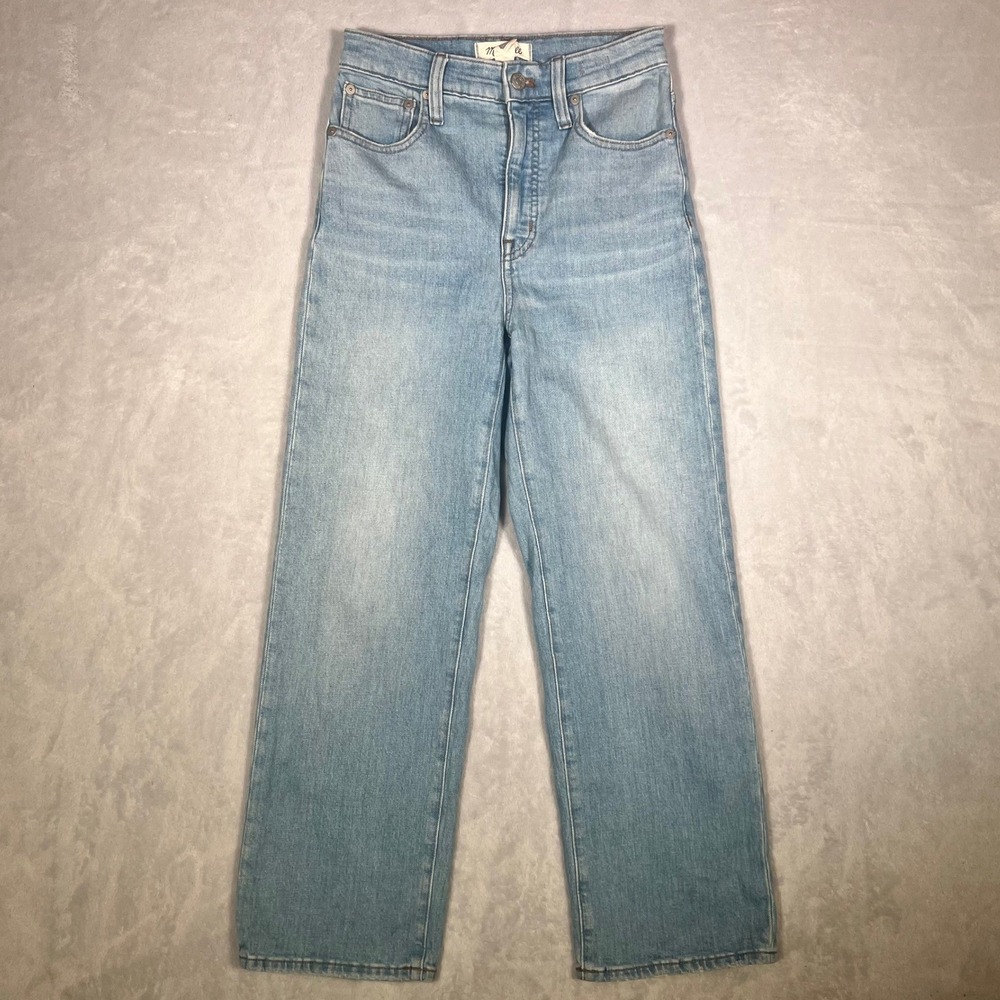 Madewell Womens Size 24 Slim Wide-Leg Crop Jeans Light Wash High Rise Denim